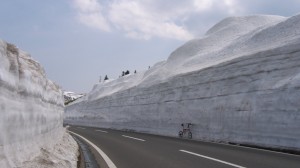 Walls of snow along road in Japan Walls of snow along road in Japan