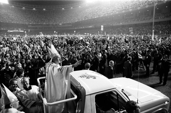 Millions cheer Pope John Paul II during his first visit to Poland as pontiff