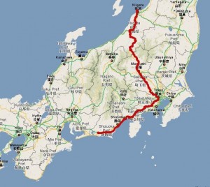 Route from Niigata to Hamamatsu