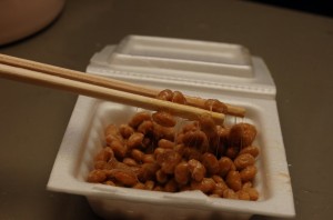 Nattou in the styrofoam package it comes in