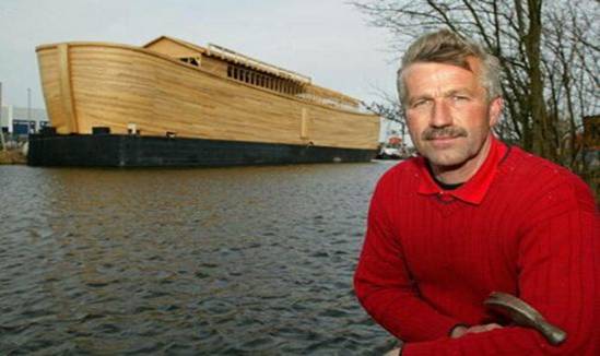 Johan Huibers in front of the replica of Noah's Ark he created.