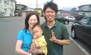 Hiromi, baby Hayato and Taiki