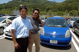 A high school gymnastics teacher and his friend. They took me all the way from Iwate Prefecture to Kunimi Service are in Fukushima Prefecture.