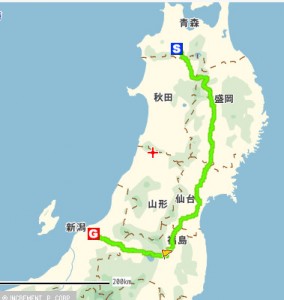 Route from Hirosaki to Niigata
