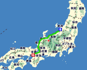 Route Niigata to Osaka