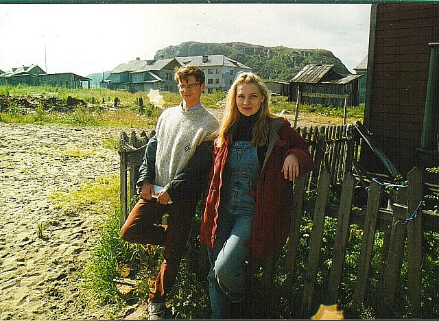 Yanek with Marina. There is not a paved road in the entire village.