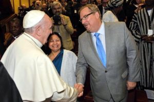 Pope Francis meets Rick Warren, the pastor of Saddleback church