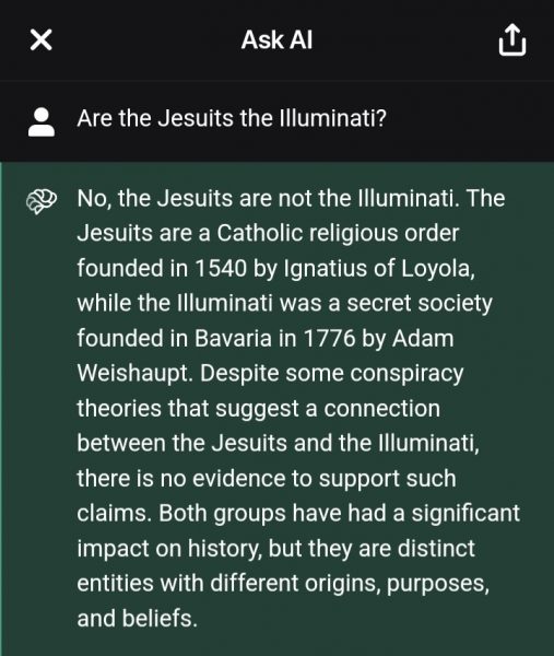 Asking AI if the Jesuits are the Illuminati